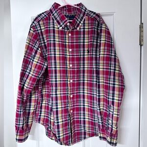 Ralph Lauren Plaid Boys Shirt - Red and Blue; Size M (10-12)